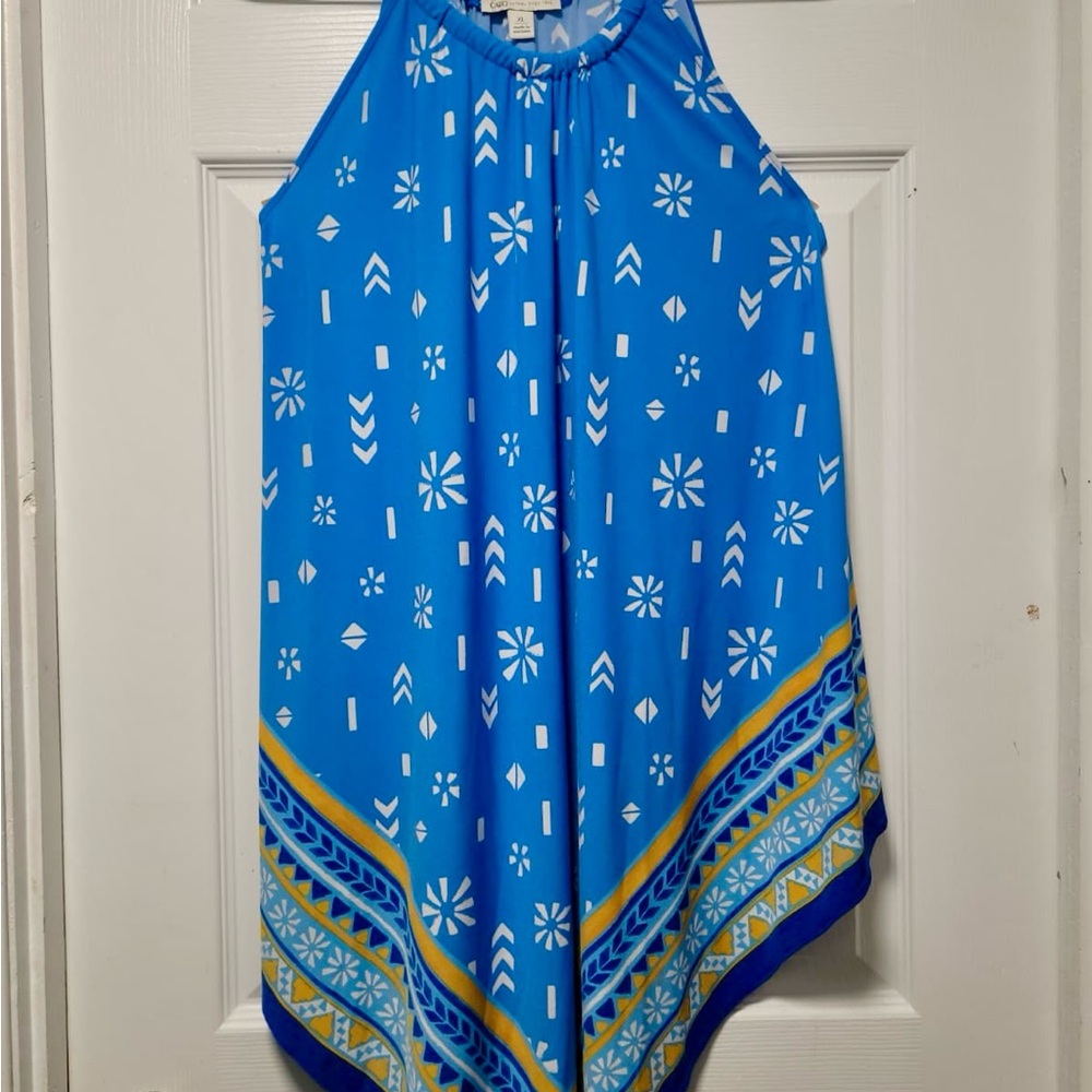 Cato Blue and Yellow Patterned Tank Top